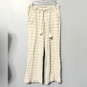 #12) Jolt Beige,White Striped Wide-Leg Pants